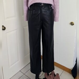 Vintage Admont women black leather pants Size 36 Made in Germany